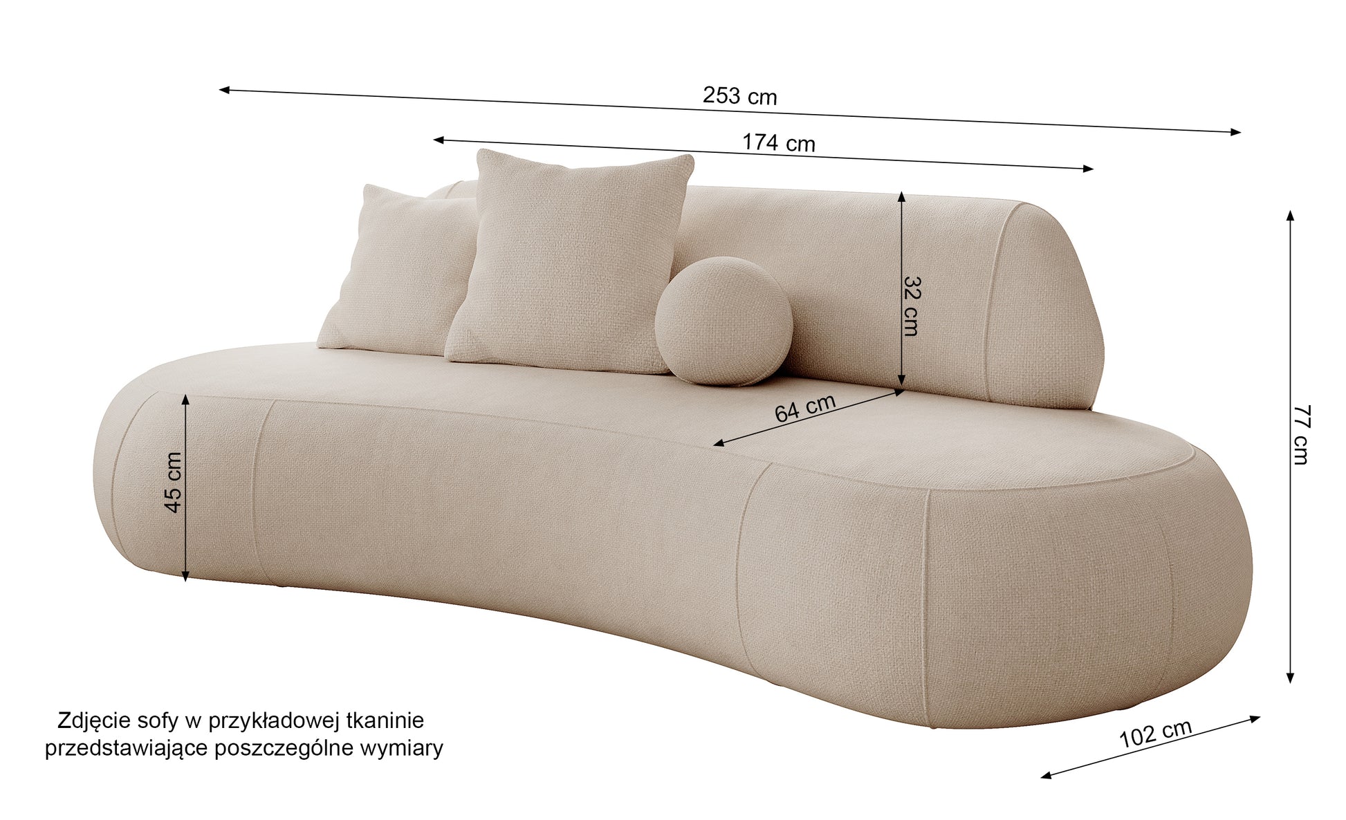 Sofa Balme 253cm, įvairių spalvų 5