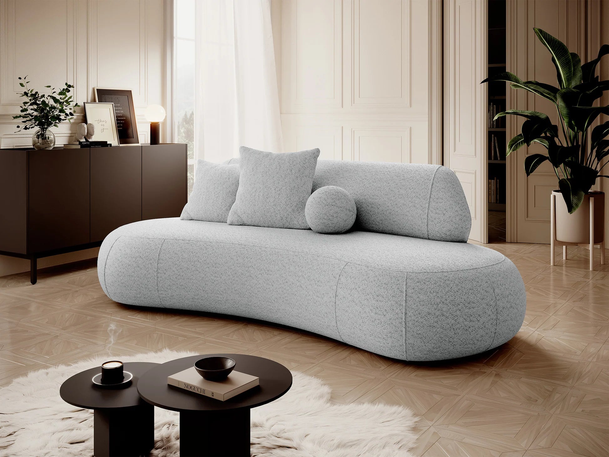Sofa Balme 253cm, įvairių spalvų – (C) Šviesiai pilkos