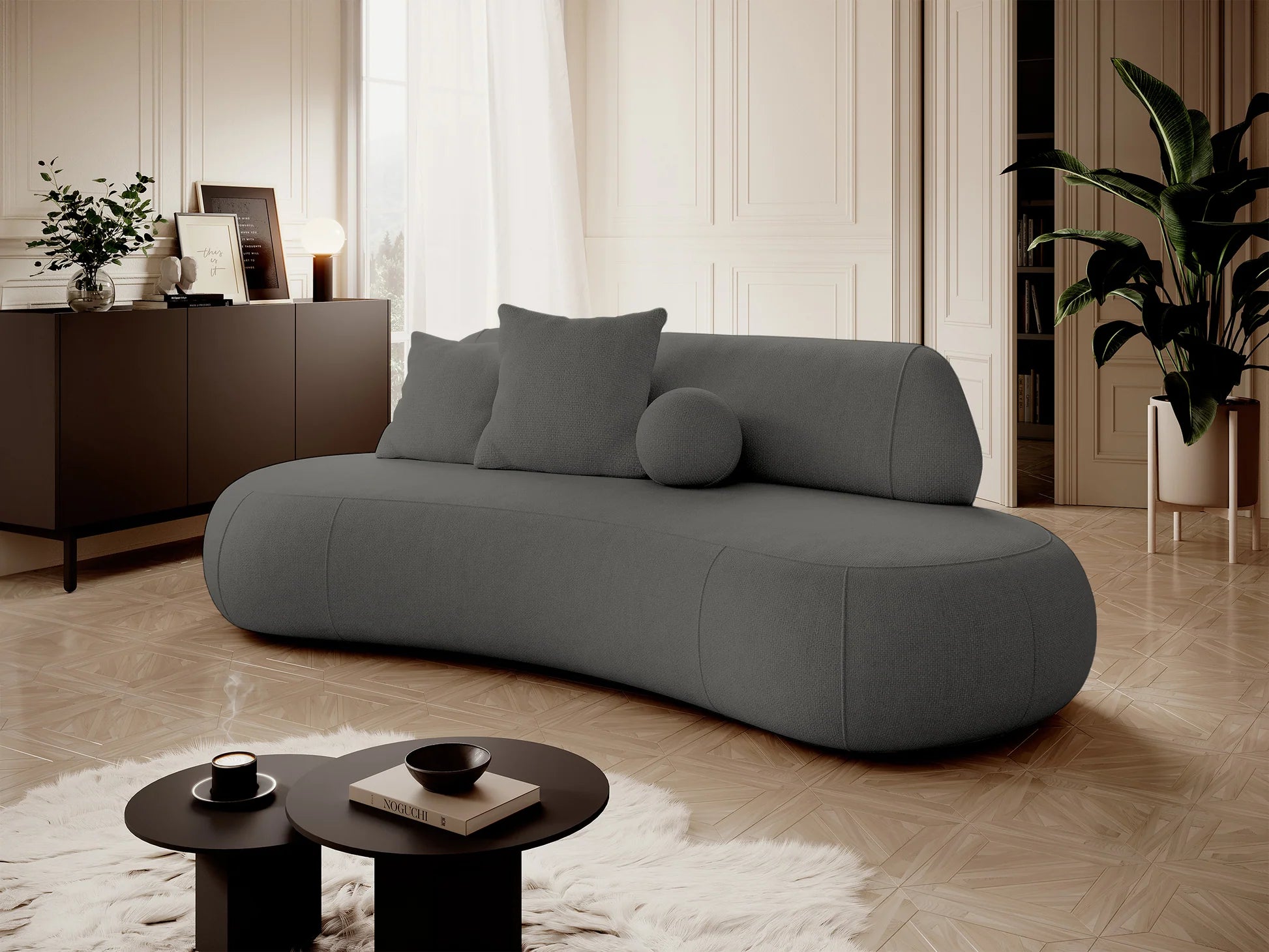 Sofa Balme 253cm, įvairių spalvų – (S) Tamsiai pilkos