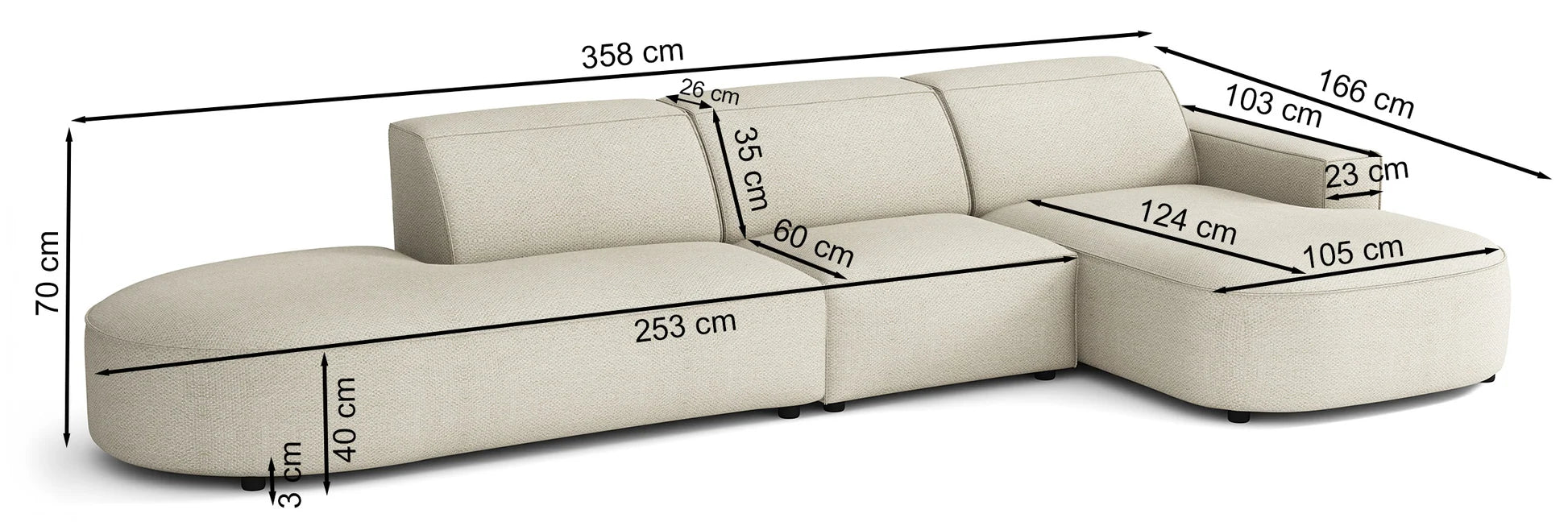 Minkštas kampas Sallmo, užapvalintas kairinis, įvairių spalvų 4