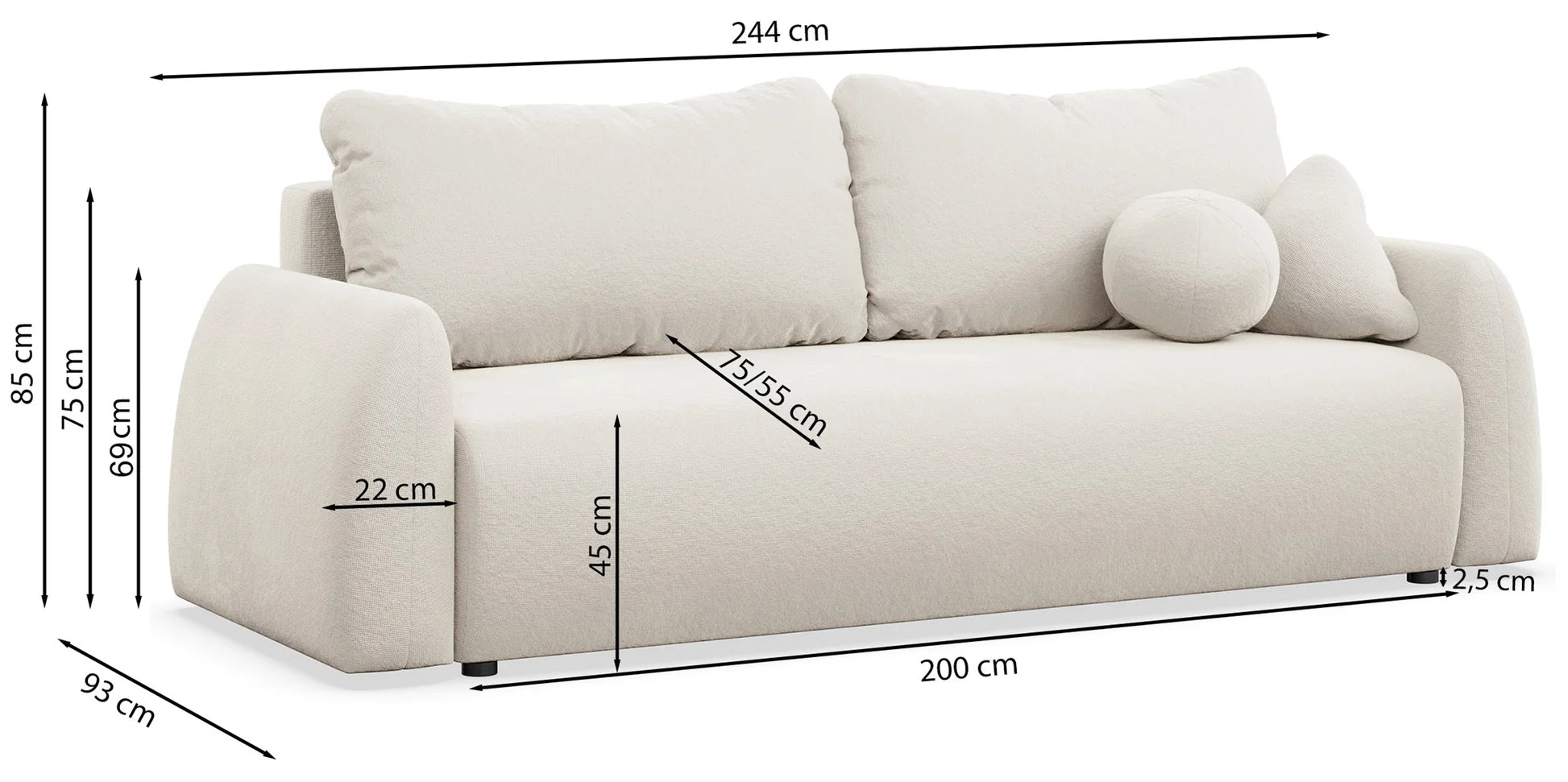 Sofa-lova su daiktadėže Nubelle, įvairių spalvų 3
