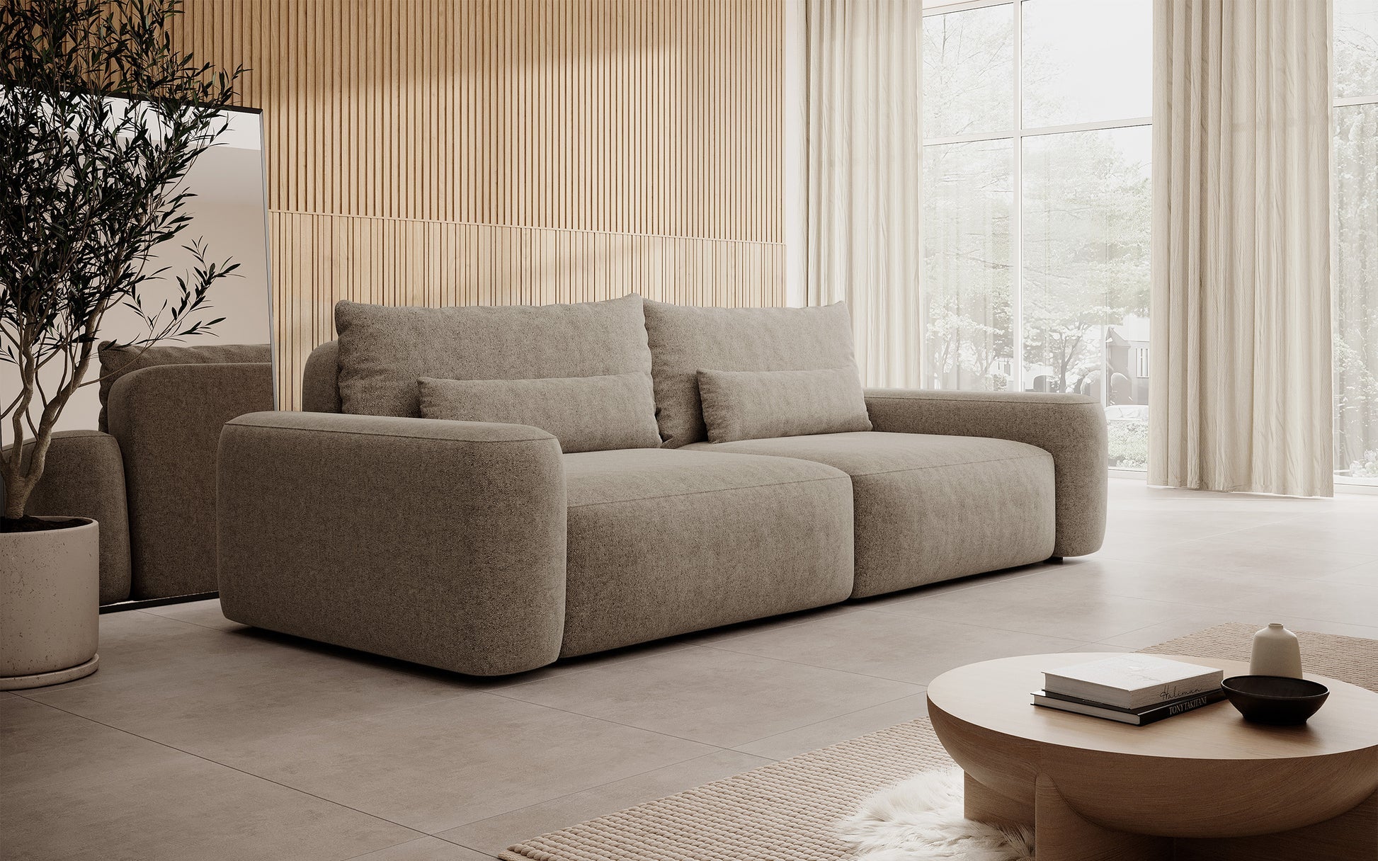 Sofa-lova su daiktadėže Carnos (Trivietė) įvairių spalvų – (M) Rudos