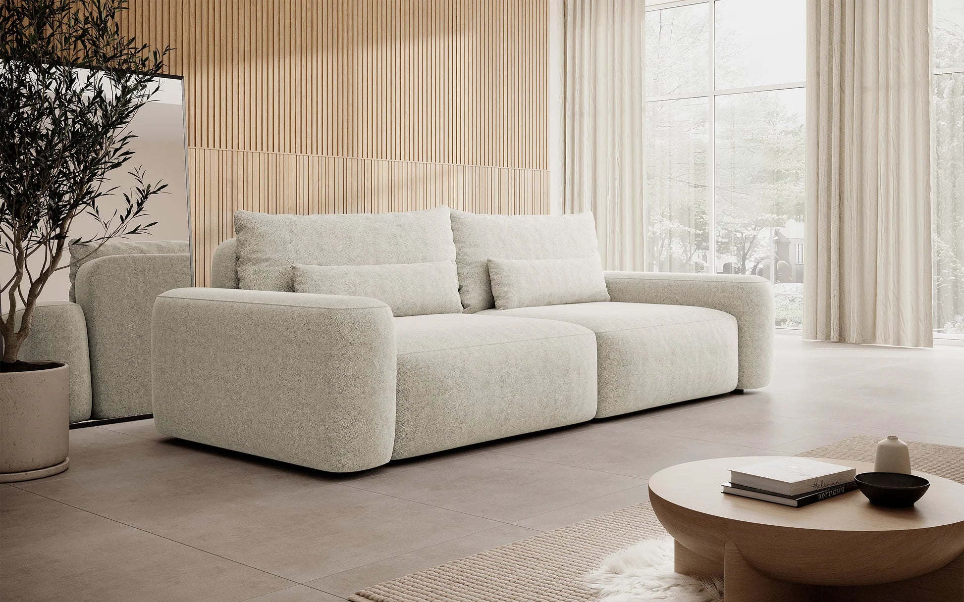 Sofa-lova su daiktadėže Carnos (Trivietė) įvairių spalvų – (M) Balkšvos
