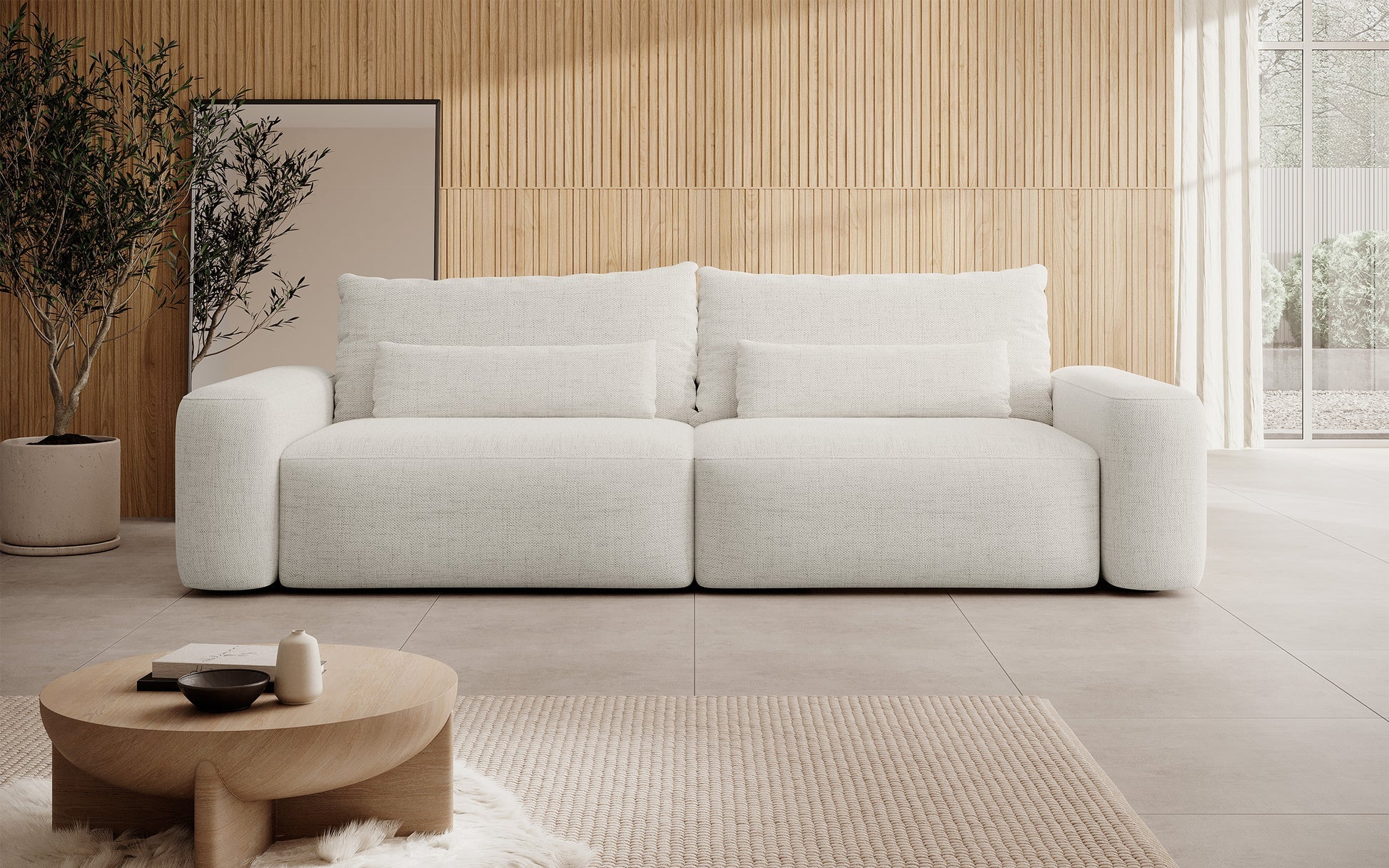 Sofa-lova su daiktadėže Carnos (Trivietė) įvairių spalvų – (Mol) Balkšvos