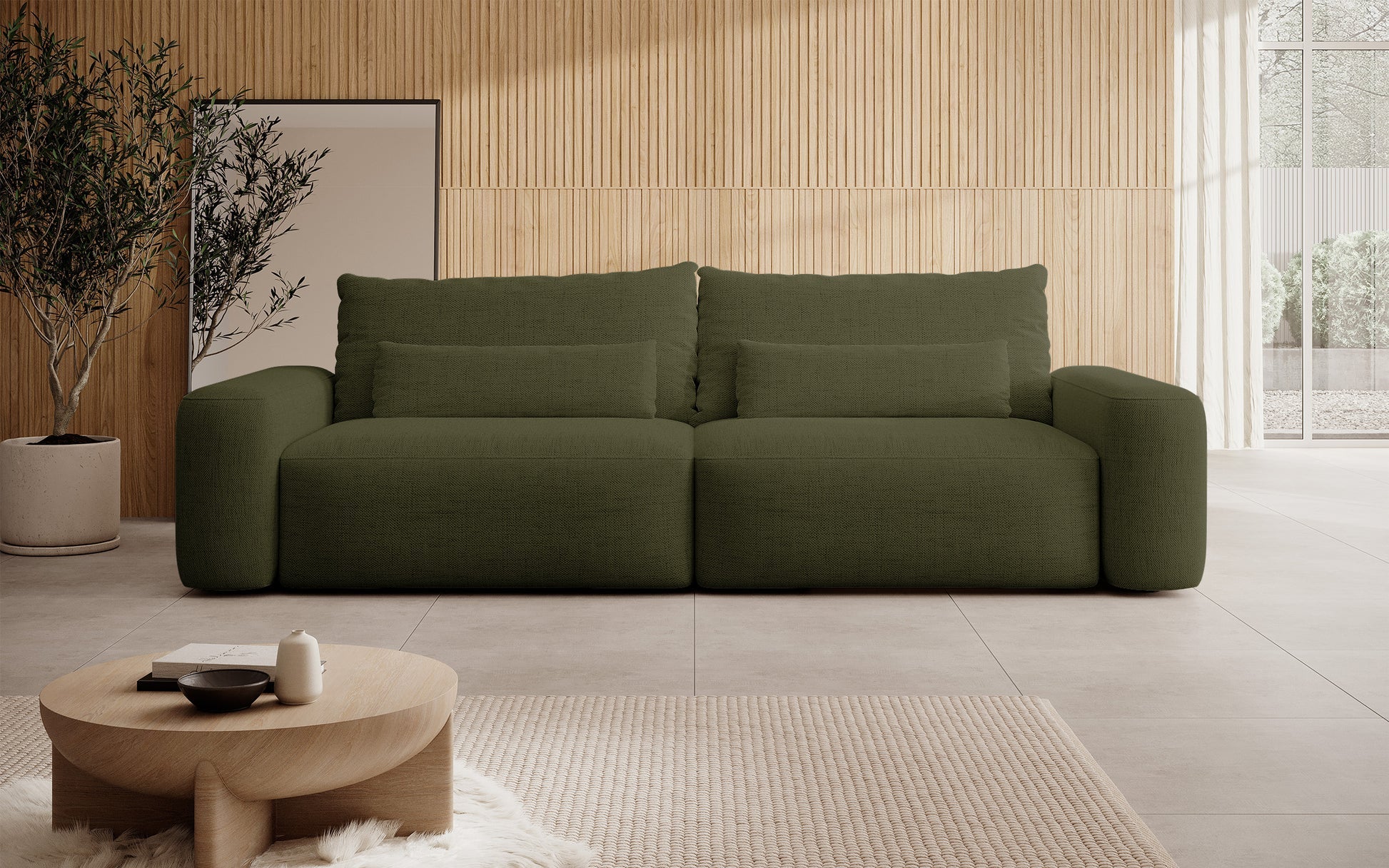 Sofa-lova su daiktadėže Carnos (Trivietė) įvairių spalvų – (Mol) Žalios