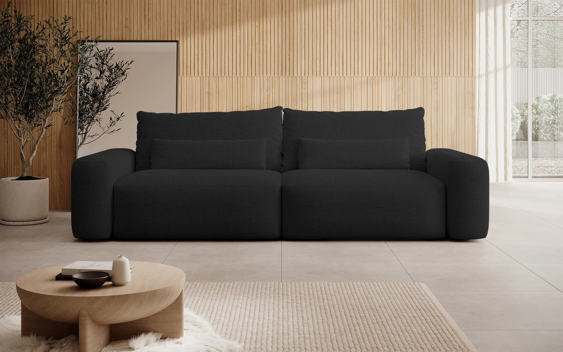 Sofa-lova su daiktadėže Carnos (Trivietė) įvairių spalvų – (Mol) Juodos