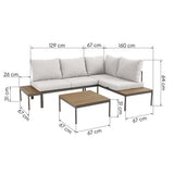 Lauko baldų komplektas Lugi, šviesios pagalvės